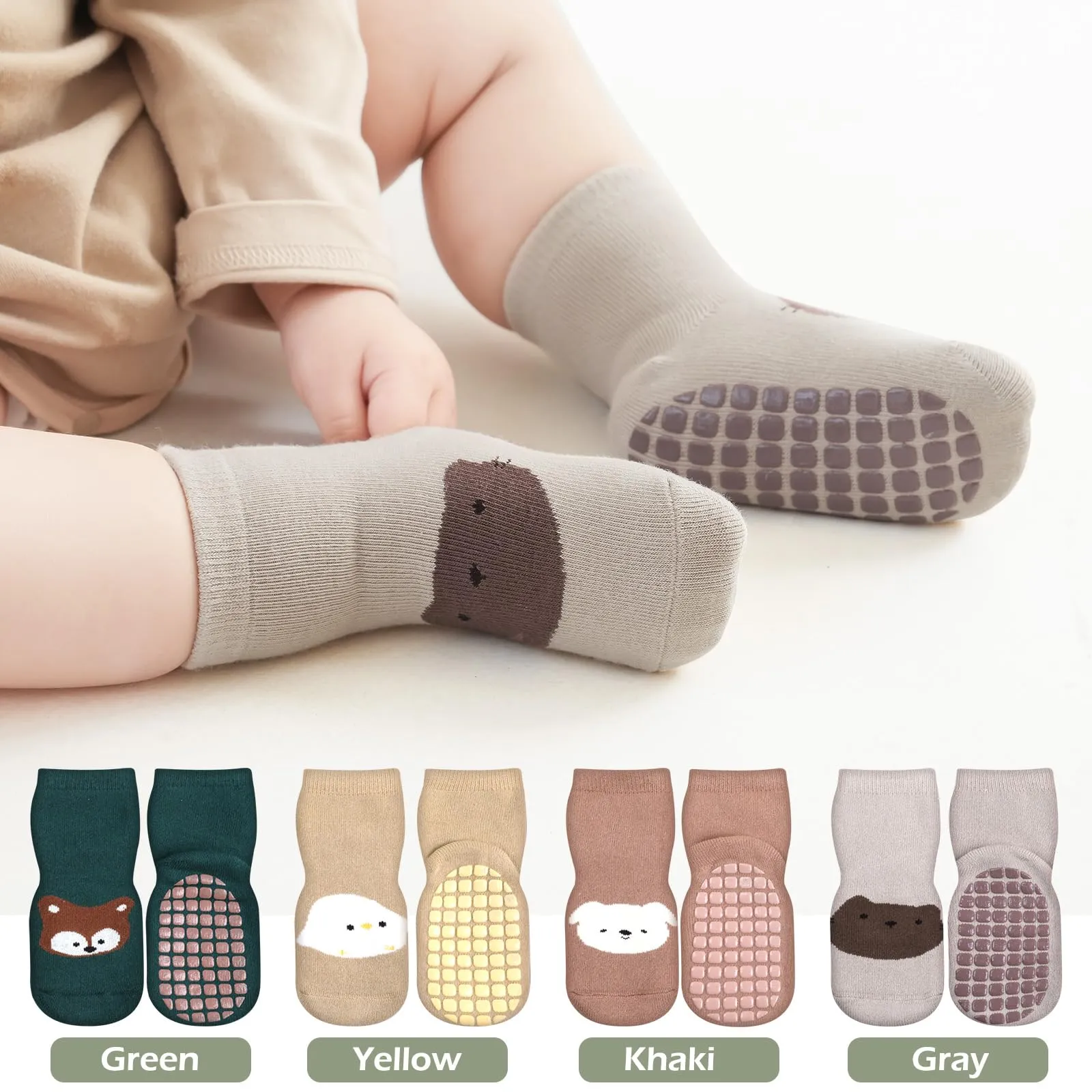Bigqin Calzini Antiscivolo in Cotone per Bambino, Invernali Caldi, 4 Paia, 1-3 Anni - immagine 2