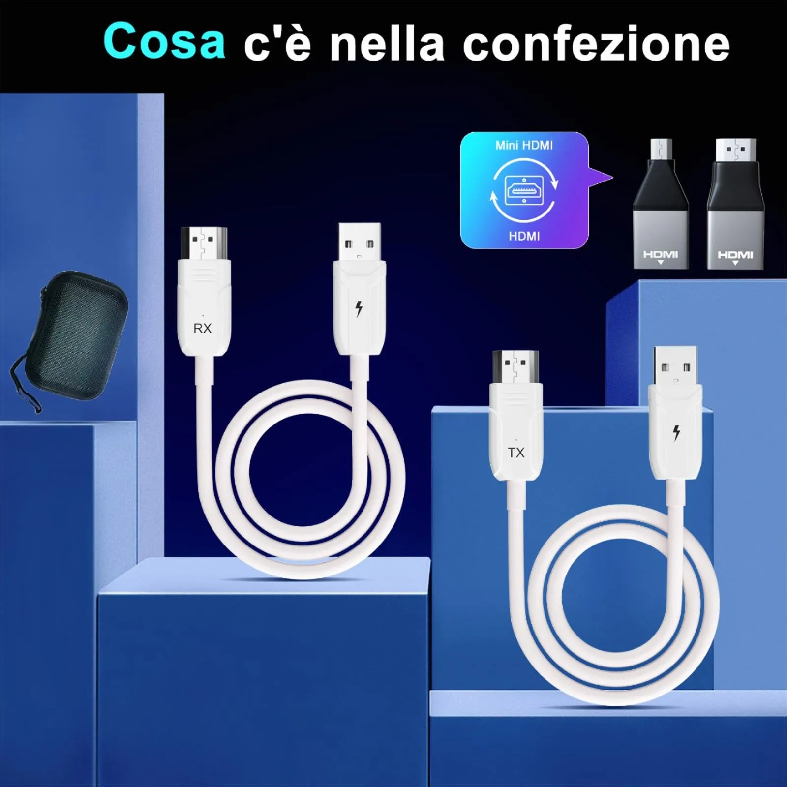 HDMI Wireless Trasmettitore e Ricevitore,Cavo HDMI Senza Fili,Plug & Play - immagine 8