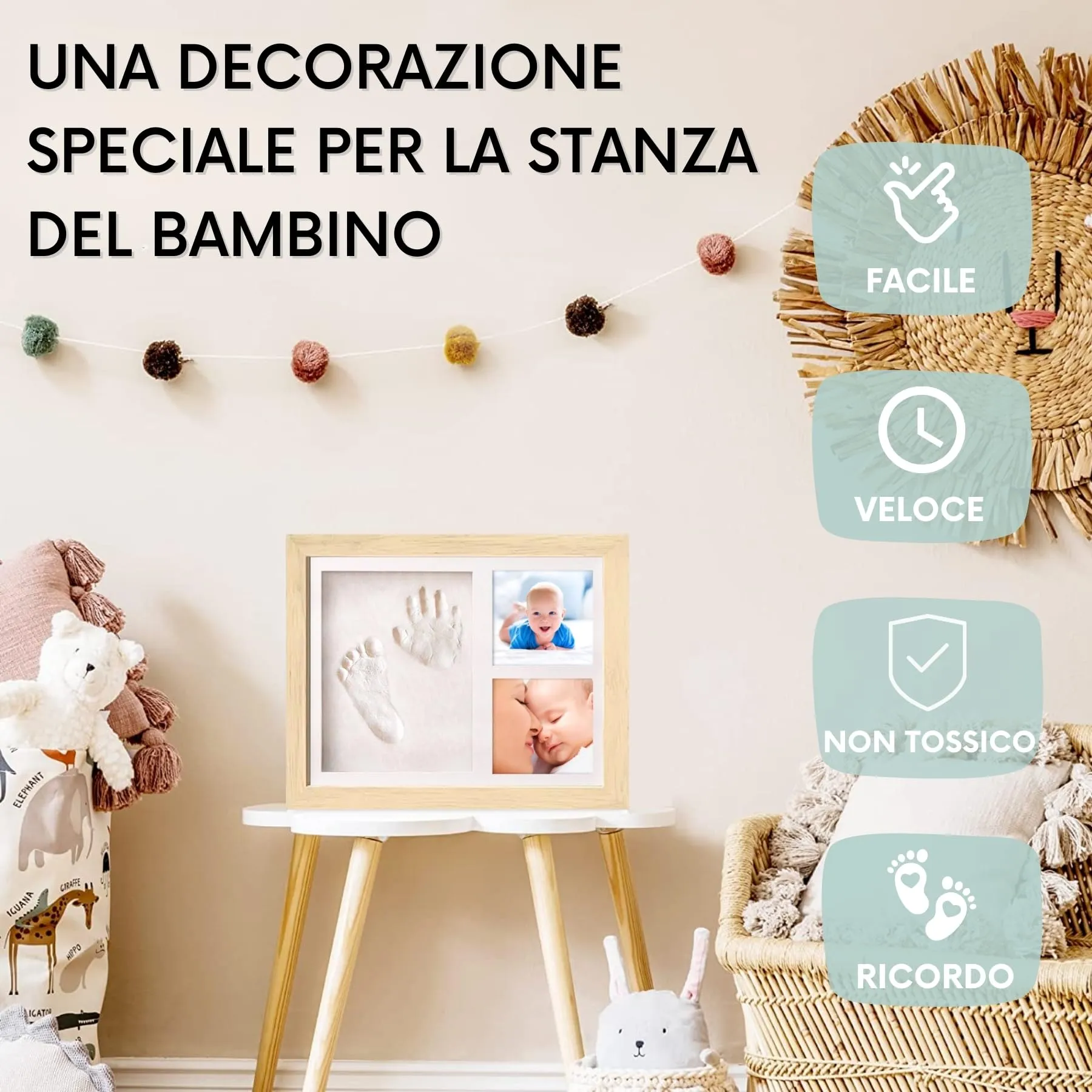 HuBorns - Kit Impronte Neonato con Argilla e Cornice - immagine 4