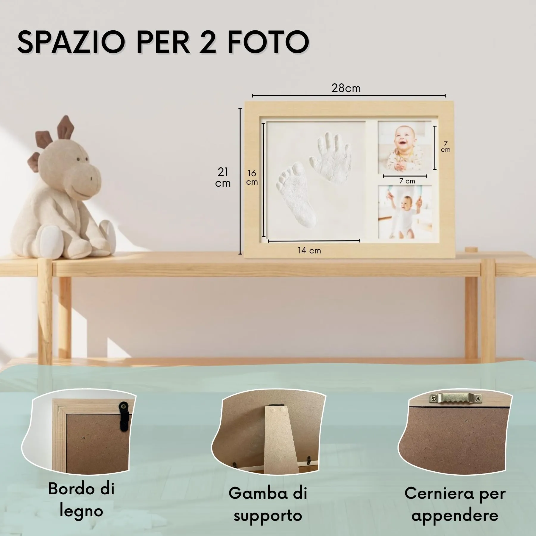 HuBorns - Kit Impronte Neonato con Argilla e Cornice - immagine 6