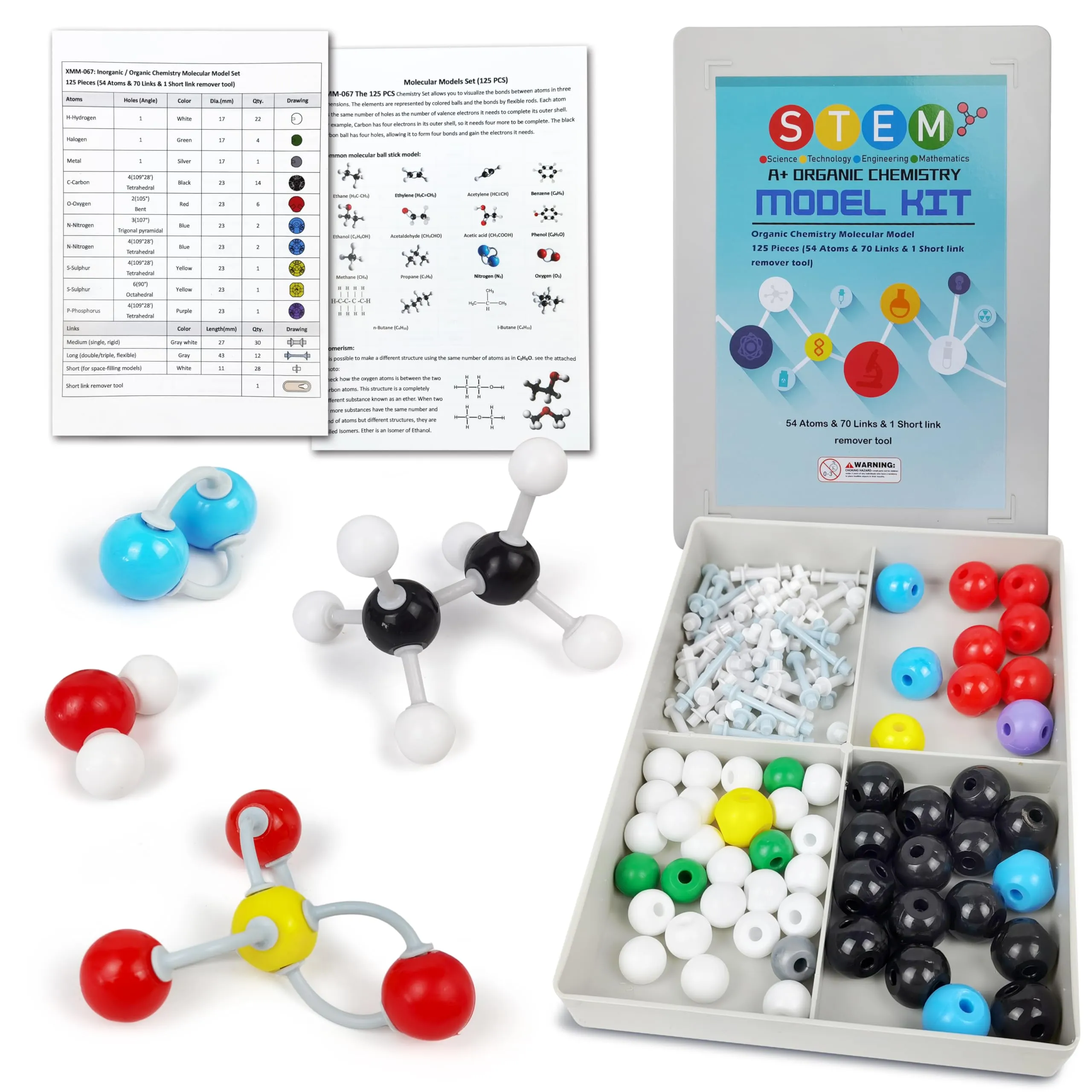 Kit Di Modelli Molecolari Per Chimica, 125 Pezzi - immagine 1
