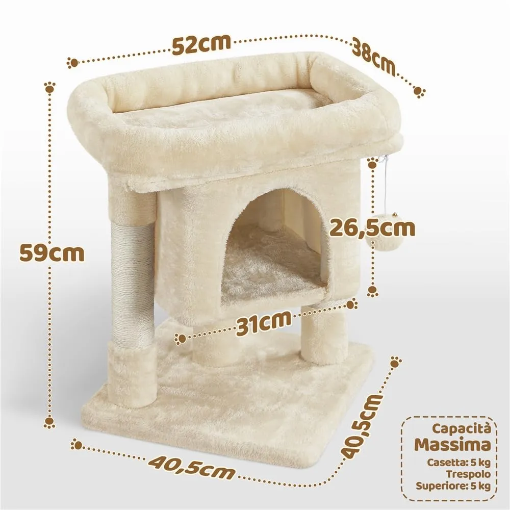 Yaheetech Albero Tiragraffi per Gatti 40,5 x 40,5 x 59 cm Beige - immagine 2