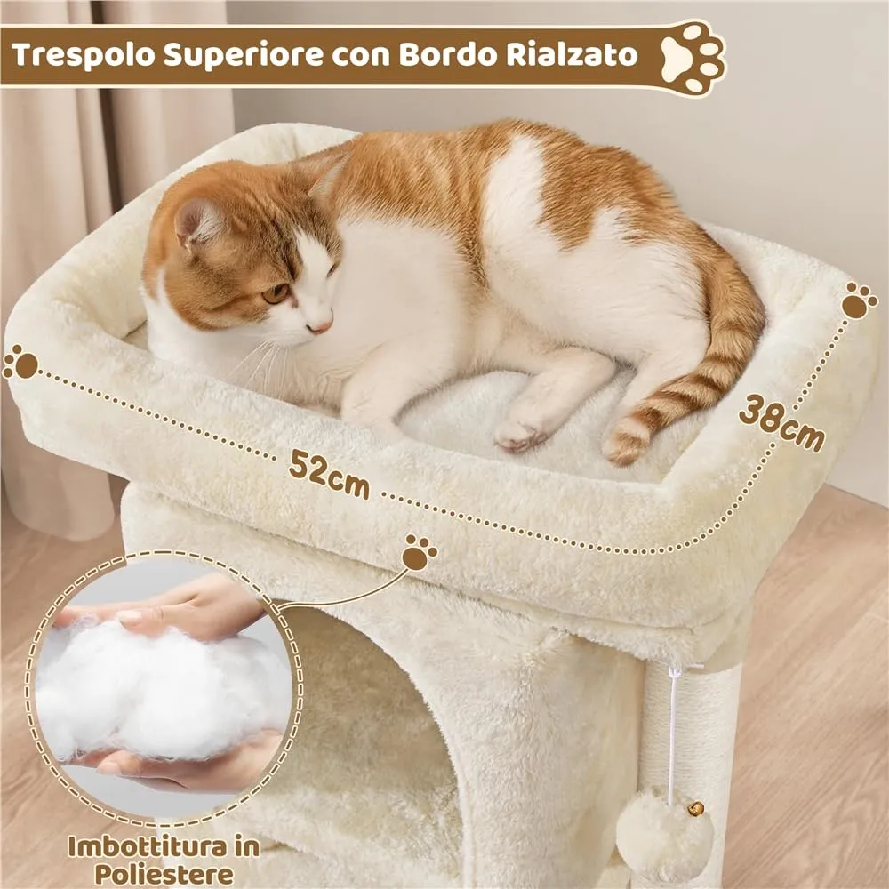 Yaheetech Albero Tiragraffi per Gatti 40,5 x 40,5 x 59 cm Beige - immagine 4