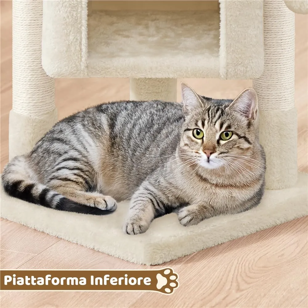 Yaheetech Albero Tiragraffi per Gatti 40,5 x 40,5 x 59 cm Beige - immagine 6