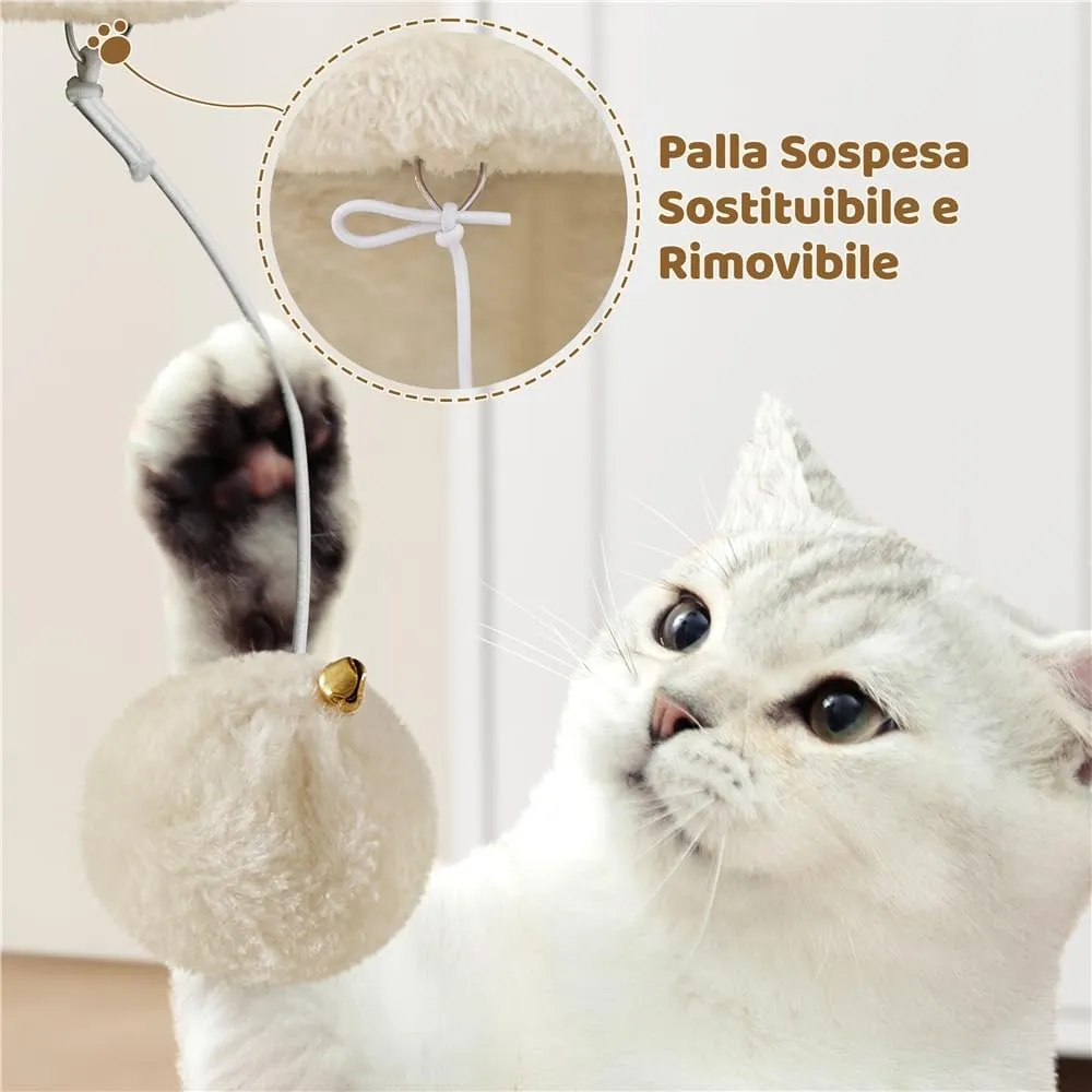 Yaheetech Albero Tiragraffi per Gatti 40,5 x 40,5 x 59 cm Beige - immagine 7