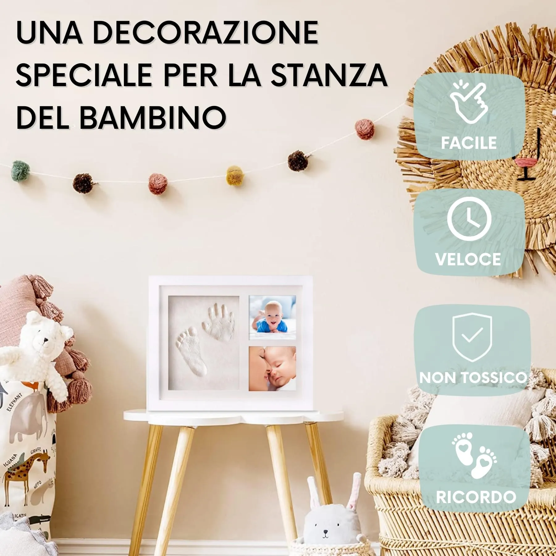 HuBorns - Kit Impronte Neonato con Argilla e Cornice - immagine 4