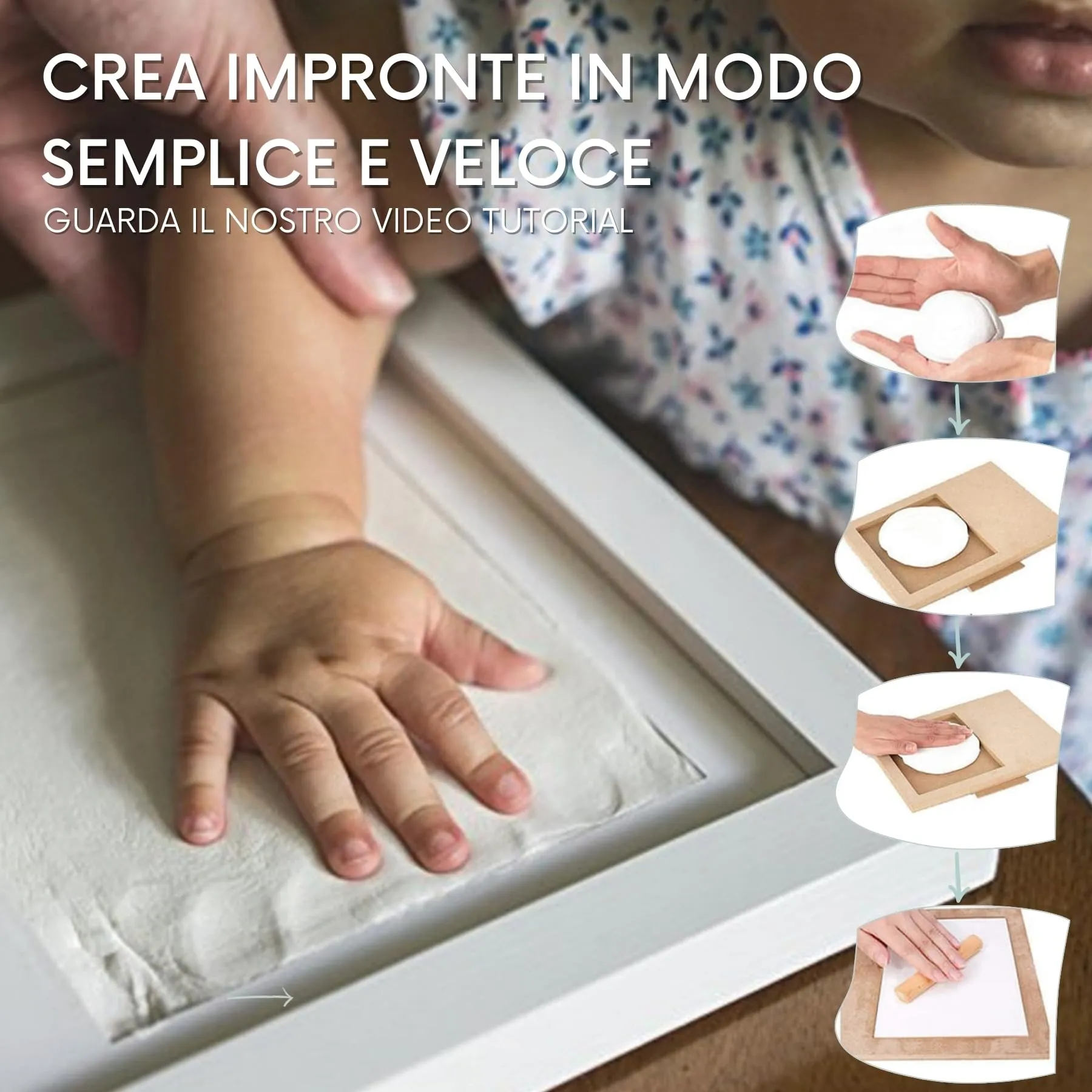 HuBorns - Kit Impronte Neonato con Argilla e Cornice - immagine 5