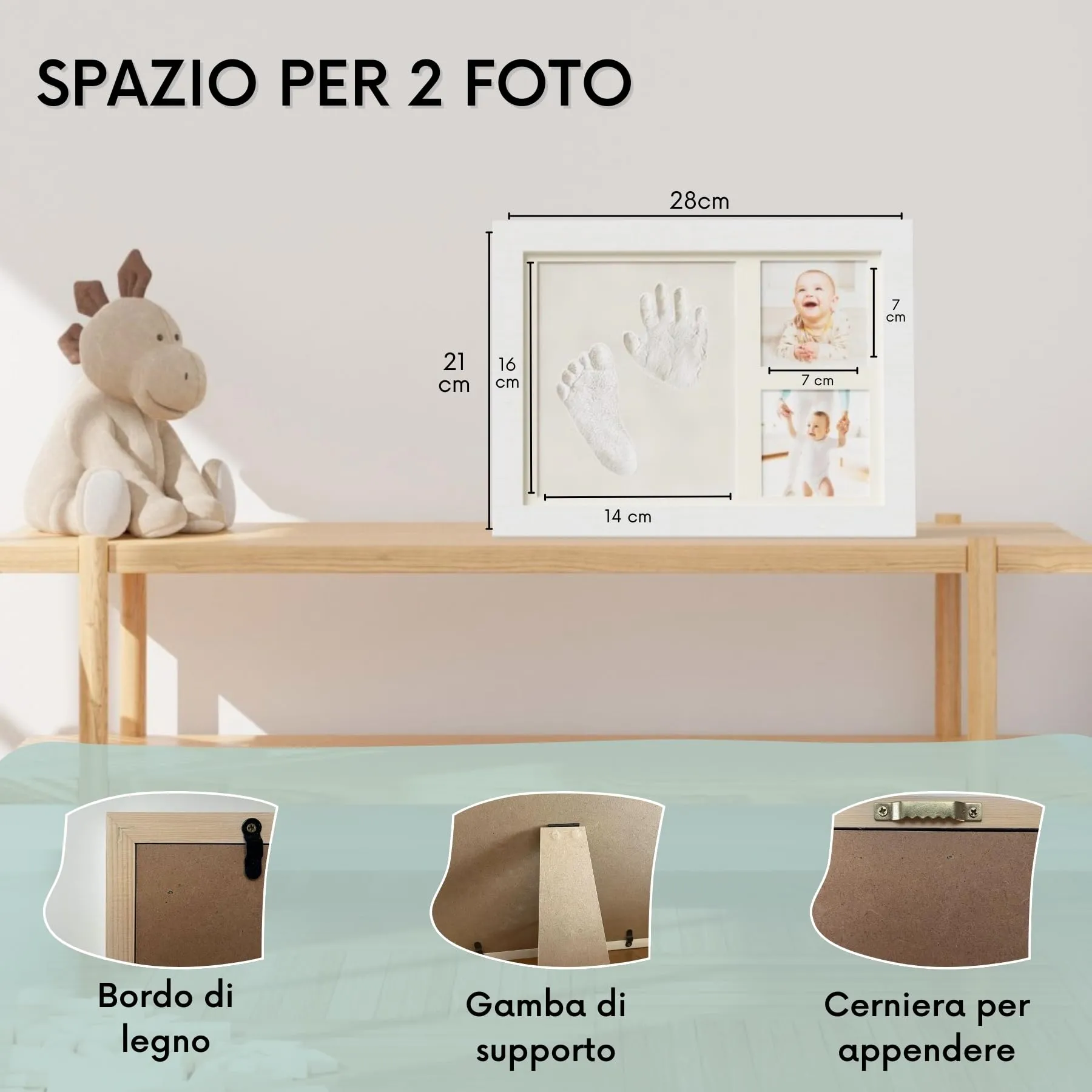 HuBorns - Kit Impronte Neonato con Argilla e Cornice - immagine 6