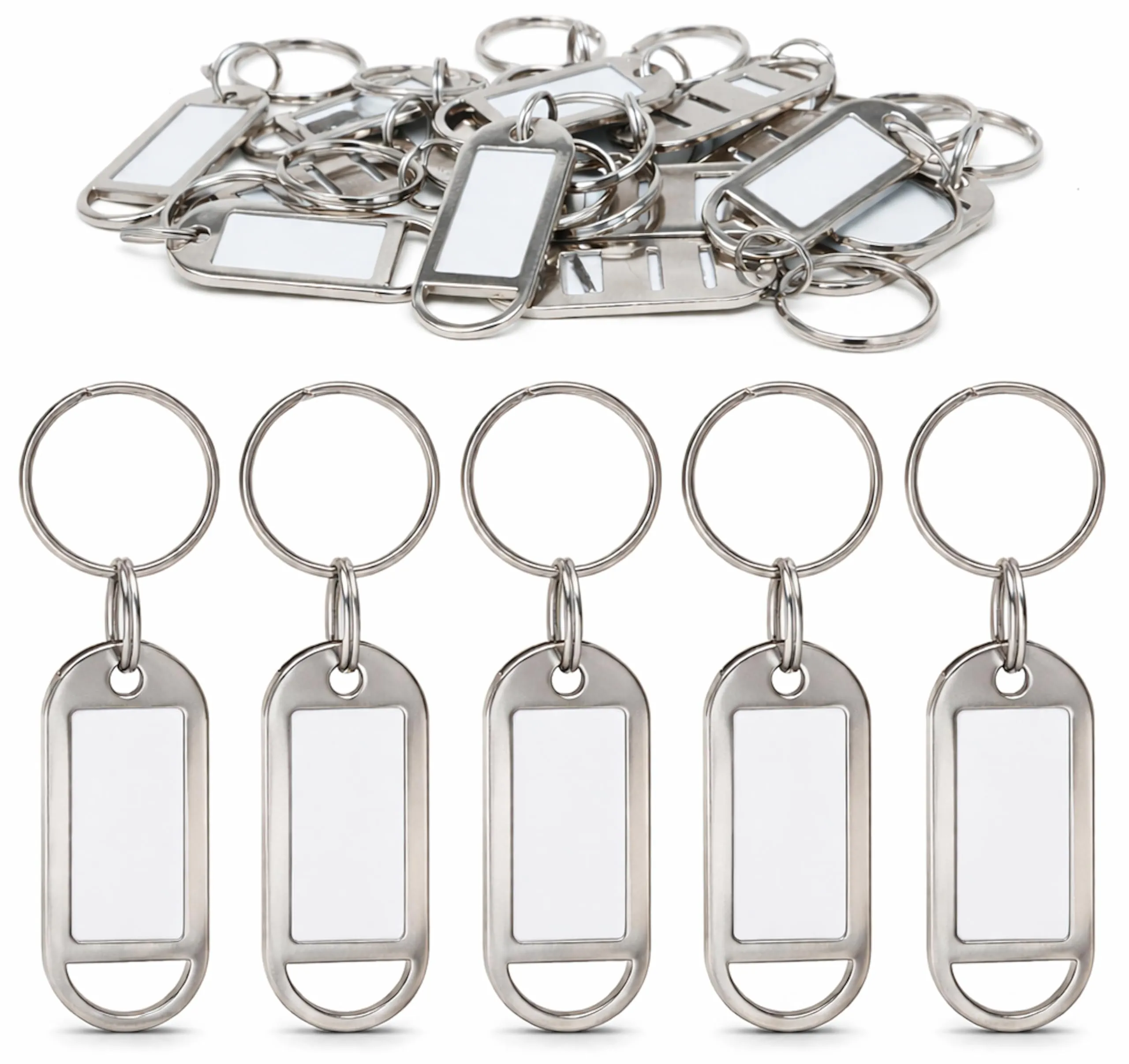 Kahns Trade Portachiavi in Metallo con Etichetta, 10 pz, Argento - immagine 1