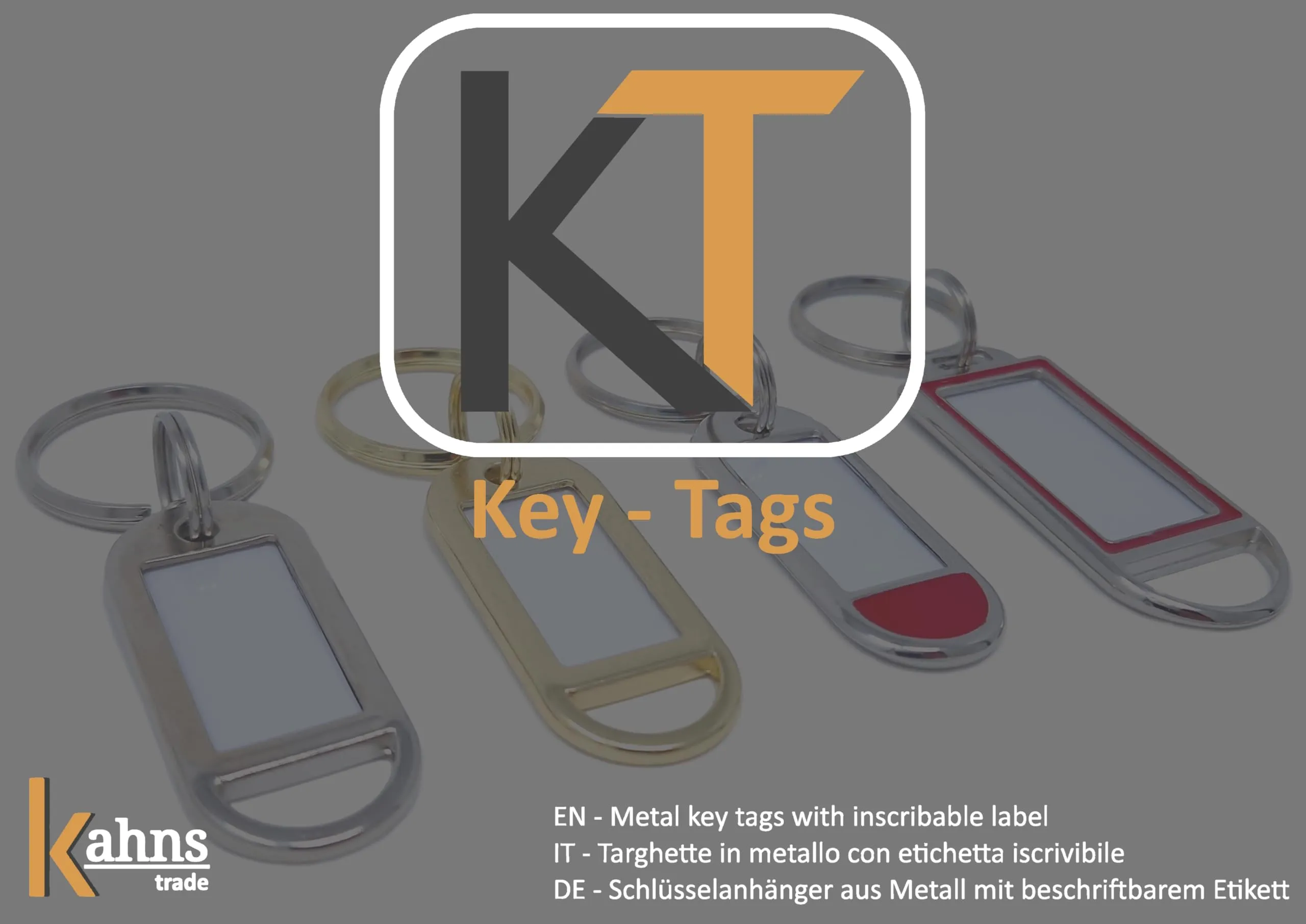Kahns Trade Portachiavi in Metallo con Etichetta, 10 pz, Argento - immagine 5