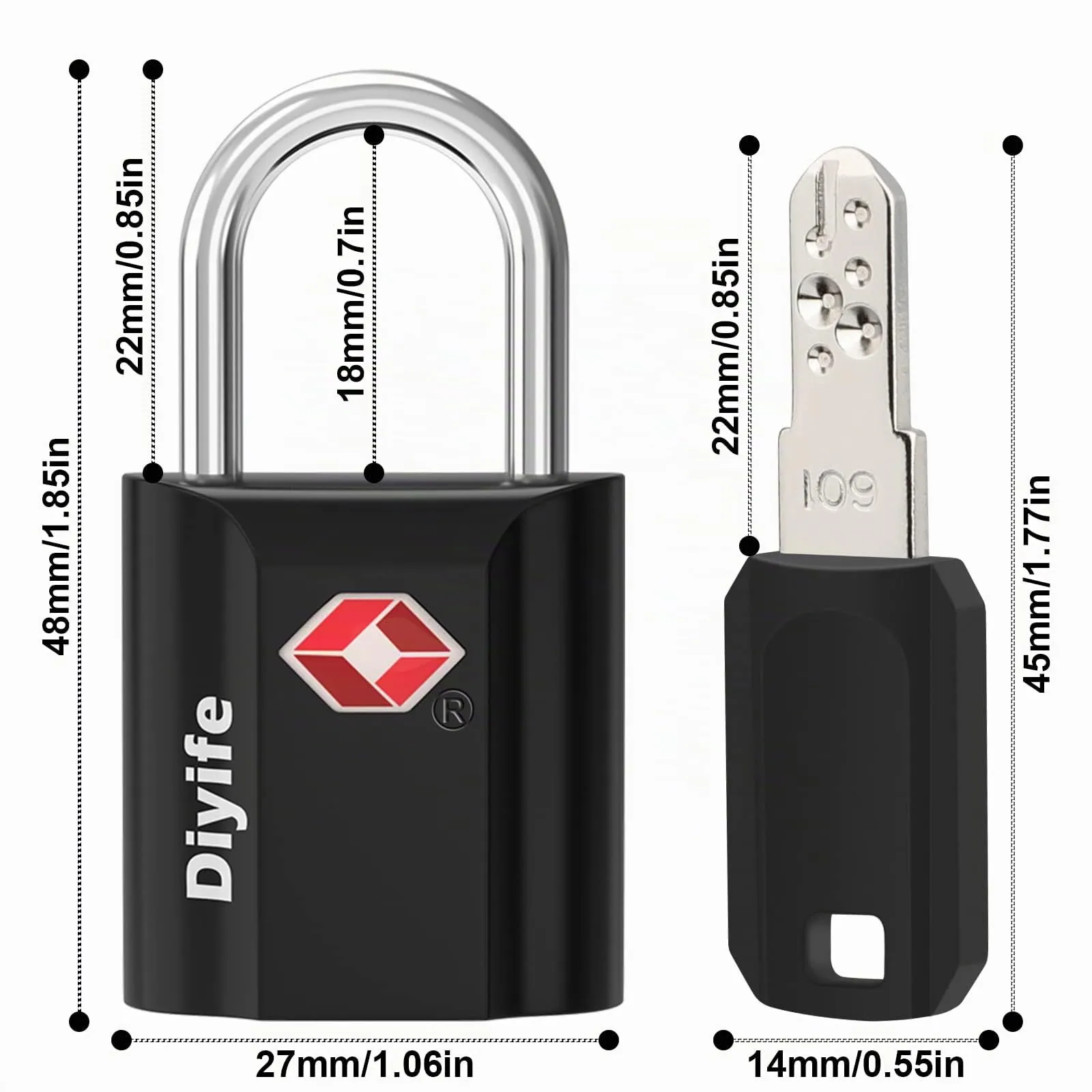 Diyife Lucchetto Viaggio con Chiave, [1 Pcs] - immagine 4