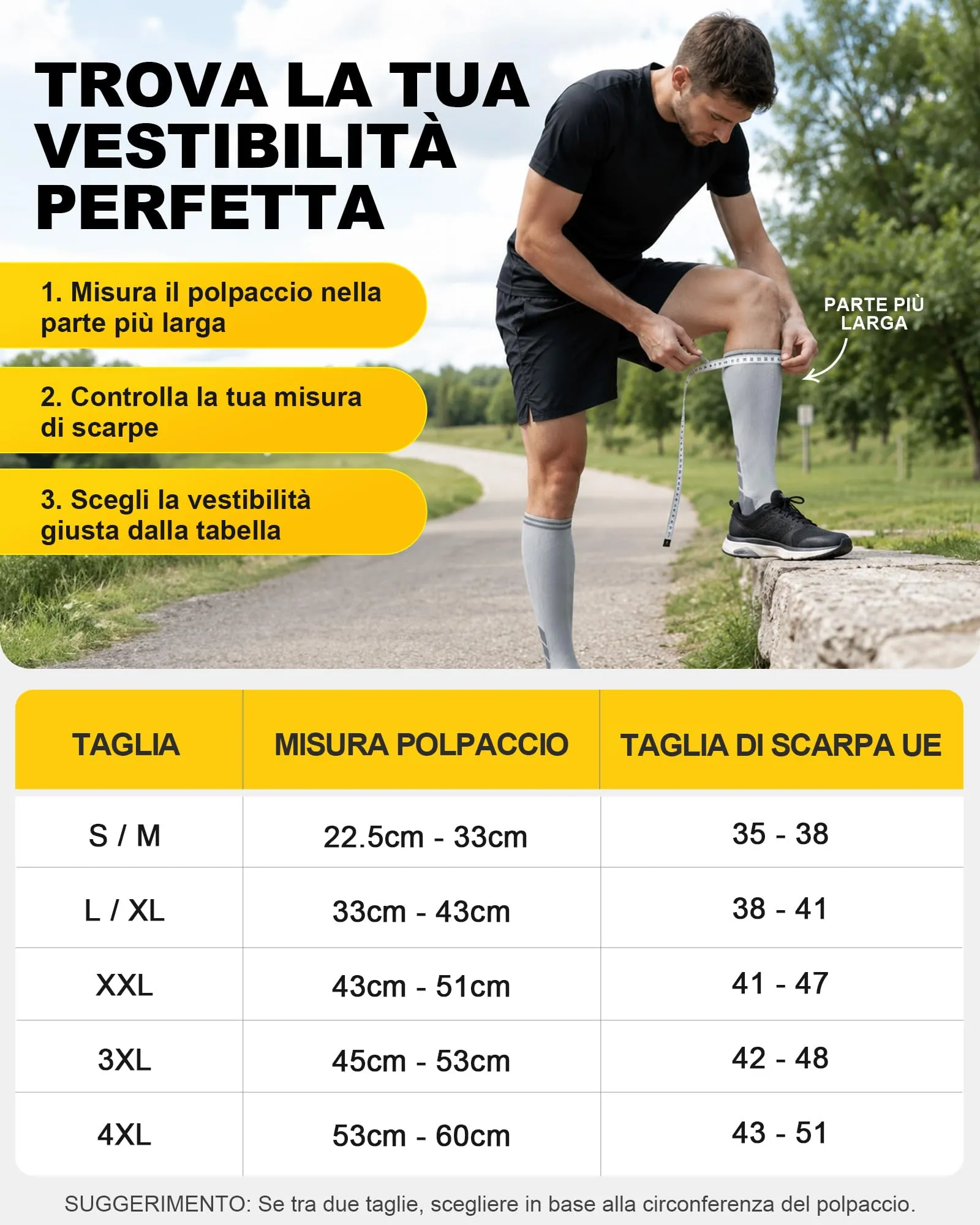 CAMBIVO Calze a Compressione Graduata 20-30mmHg, 3 Paia, Grigio/Nero, L-XL - immagine 4