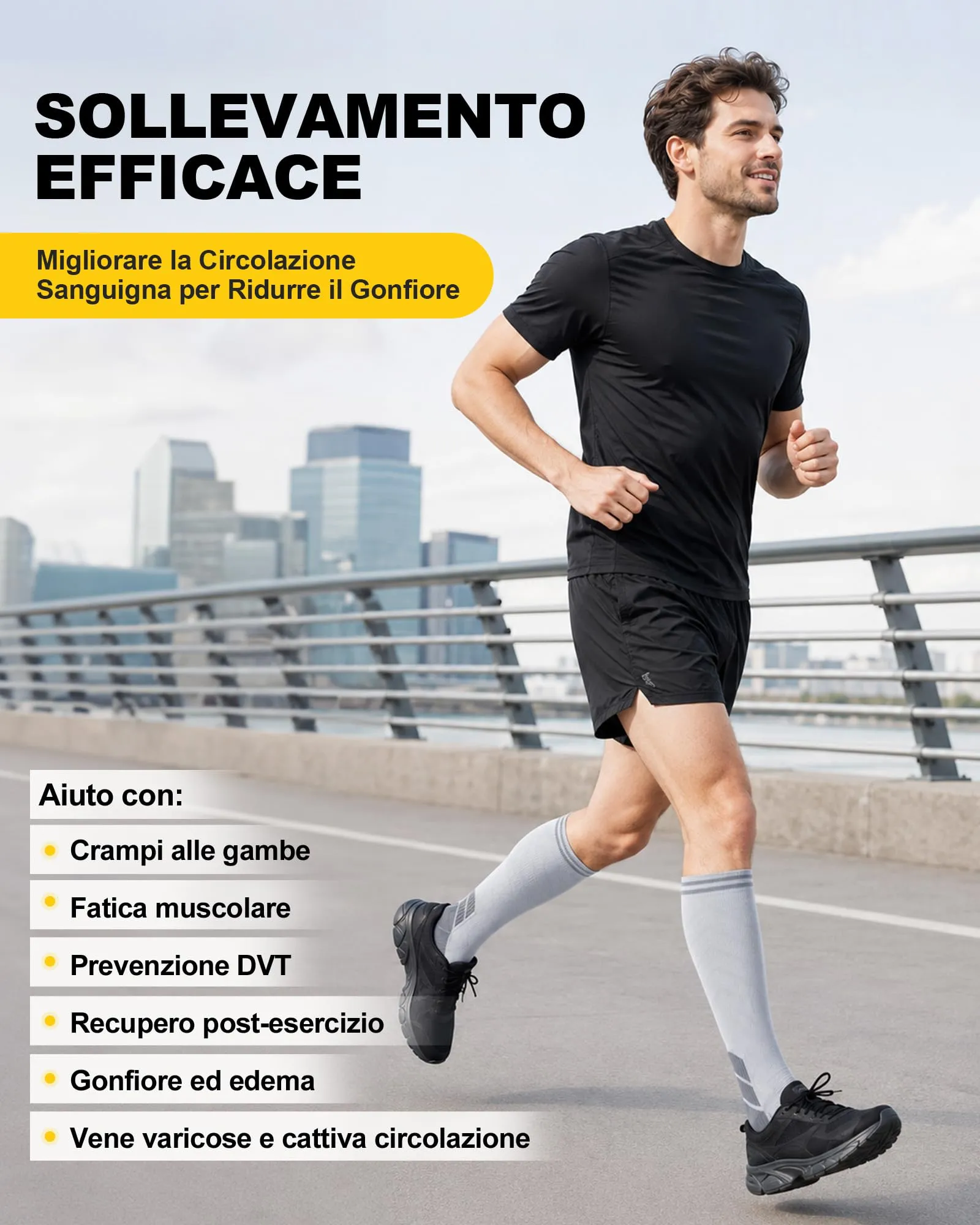 CAMBIVO Calze a Compressione Graduata 20-30mmHg, 3 Paia, Grigio/Nero, L-XL - immagine 5