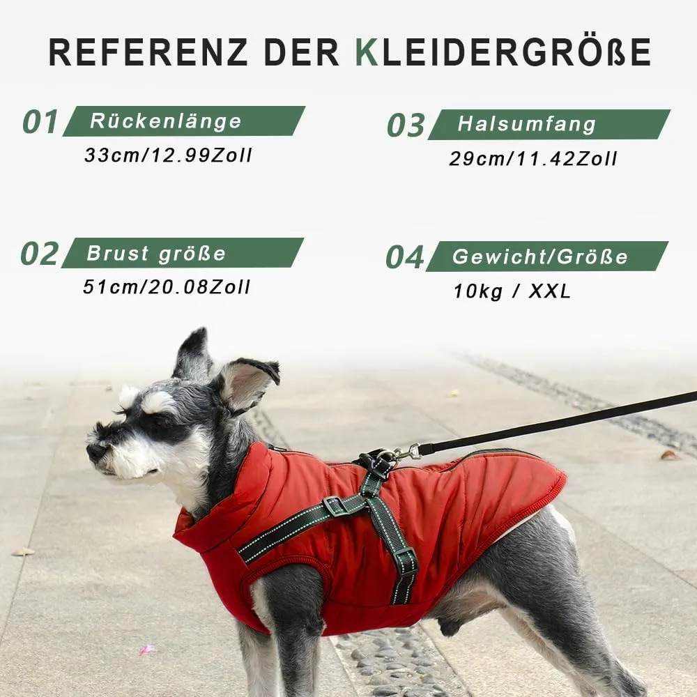 Voarge Giubbotto Invernale per Cani con Pettorina, Impermeabile e Riflettente, Rosso, L - immagine 6
