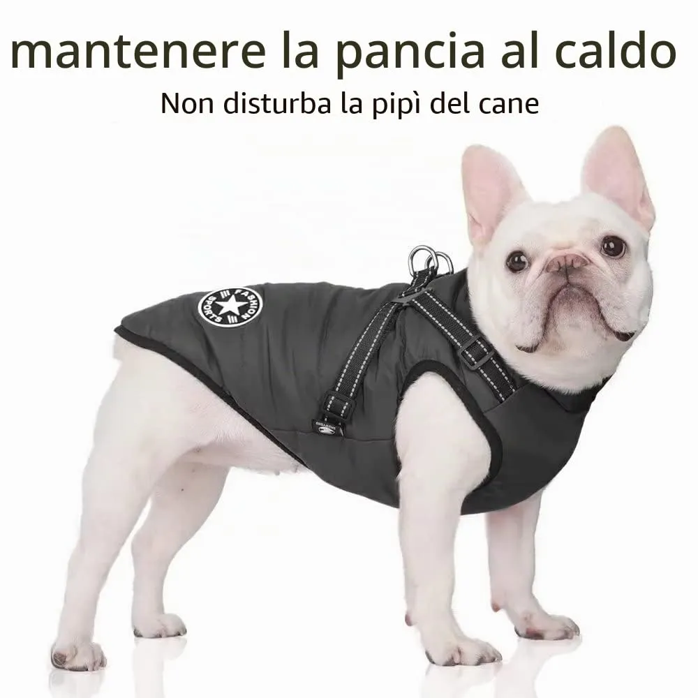 Voarge Giubbotto invernale per cani con pettorina, impermeabile e riflettente (Nero, XL) - immagine 2