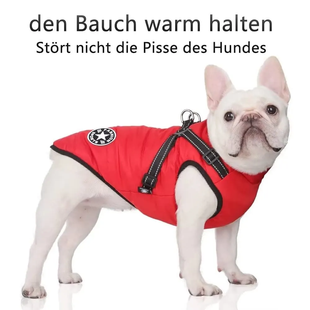 Voarge Giubbotto Invernale per Cani con Pettorina, Impermeabile e Riflettente, Rosso, XXL - immagine 2