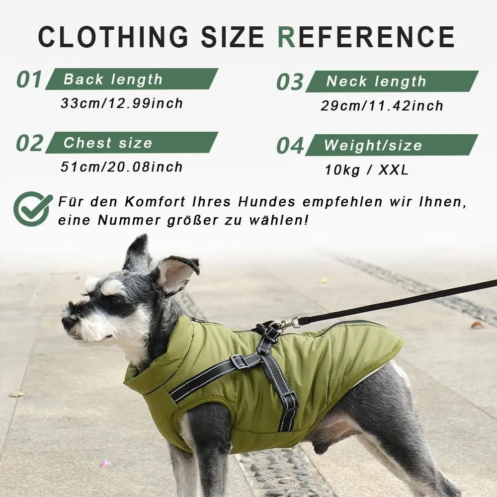Voarge Giubbotto Invernale per Cani con Pettorina, Impermeabile e Riflettente, Verde, 3XL - immagine 6