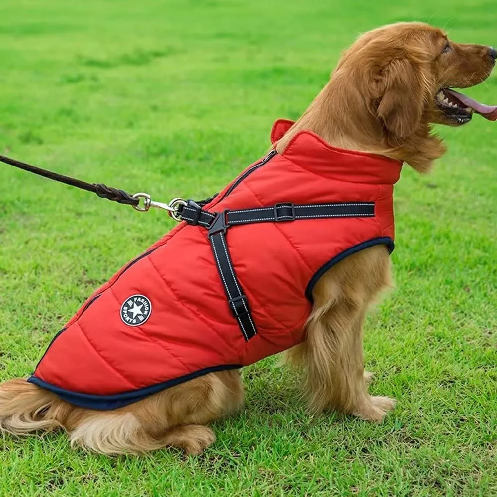 Voarge Giubbotto Invernale per Cani con Pettorina, Impermeabile e Riflettente, Rosso, S - immagine 7