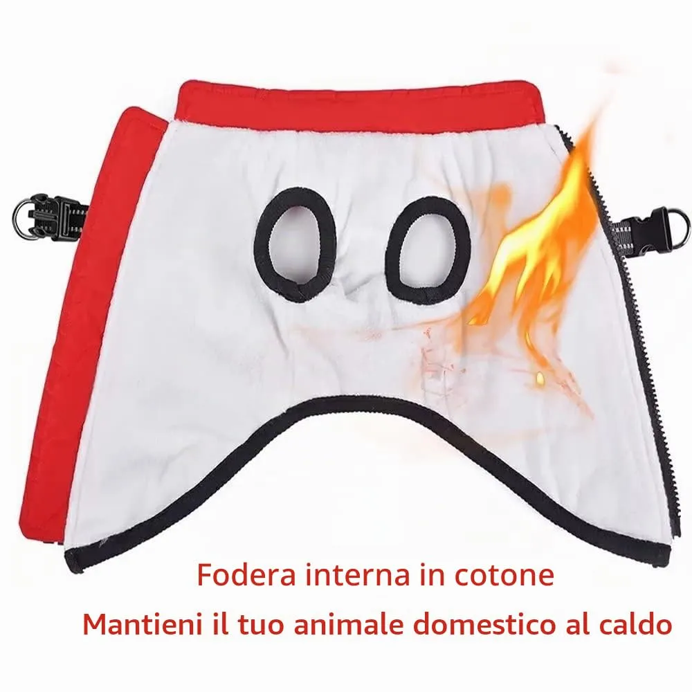 Voarge Giubbotto Invernale per Cani con Pettorina, Impermeabile e Riflettente, Rosso, M - immagine 4