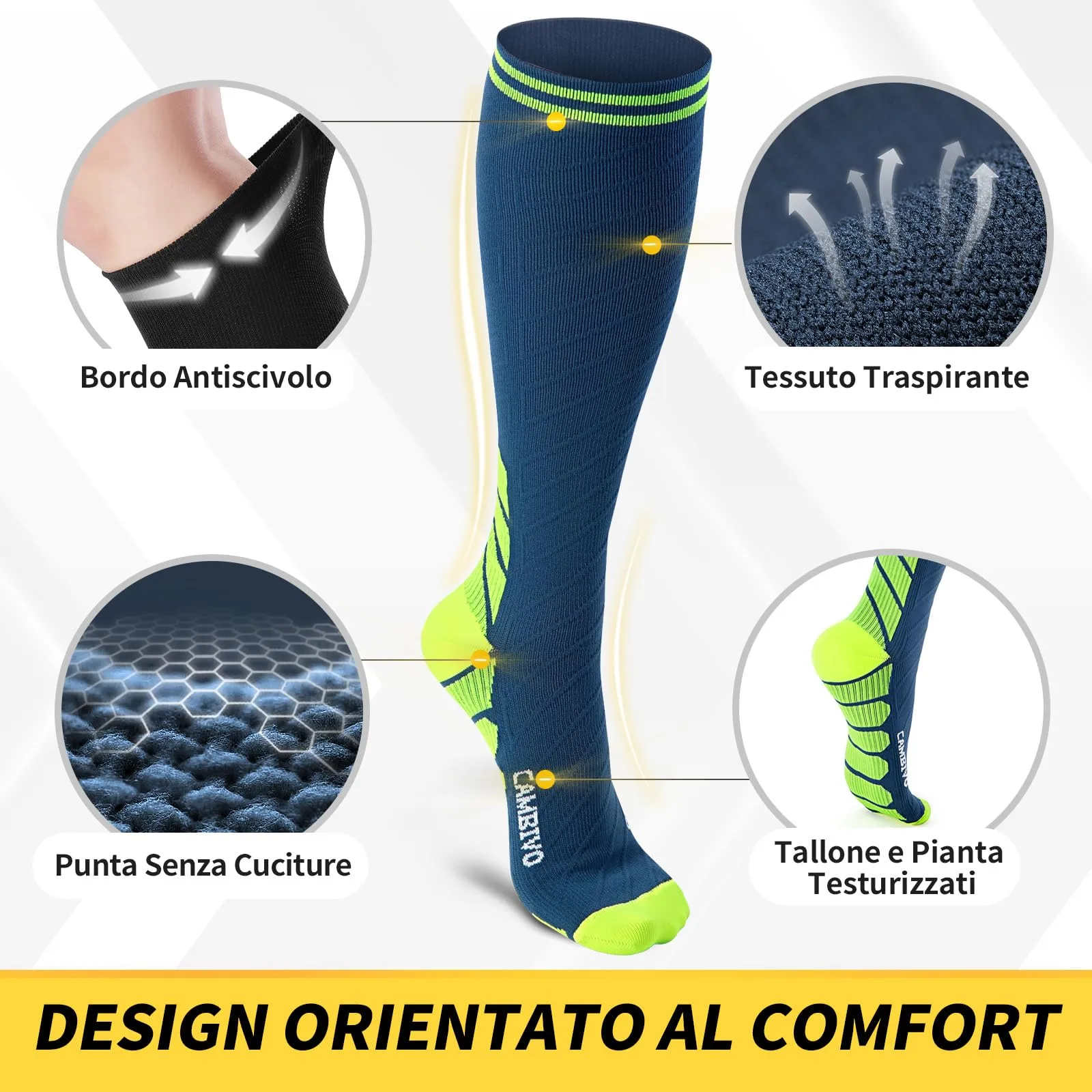 CAMBIVO Calze a Compressione Graduata 20-30mmHg, 3 Paia - immagine 2