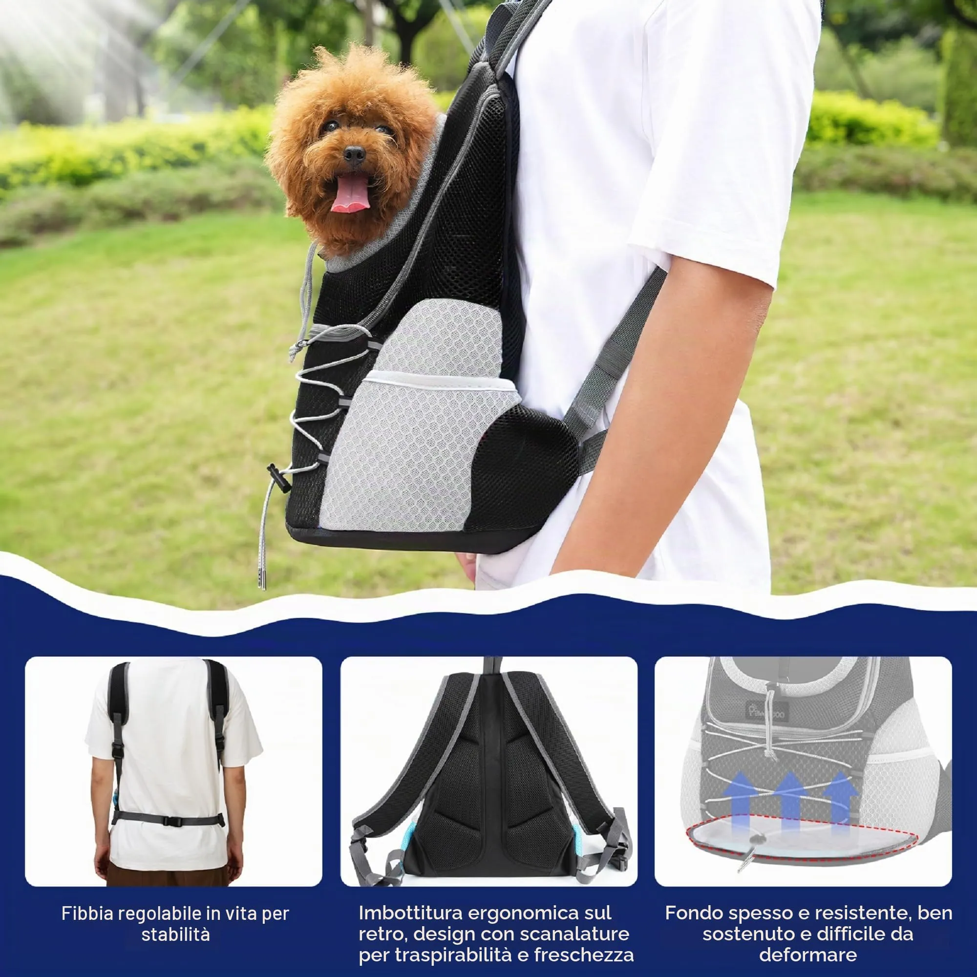 Pawaboo Zaino Trasportino Anteriore per Cani - immagine 5