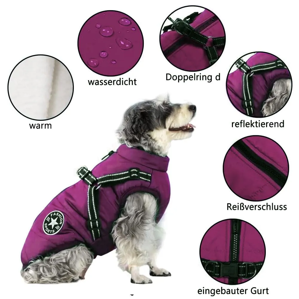 Voarge Giubbotto Invernale per Cani con Pettorina, Impermeabile e Riflettente (Lilla, M) - immagine 3