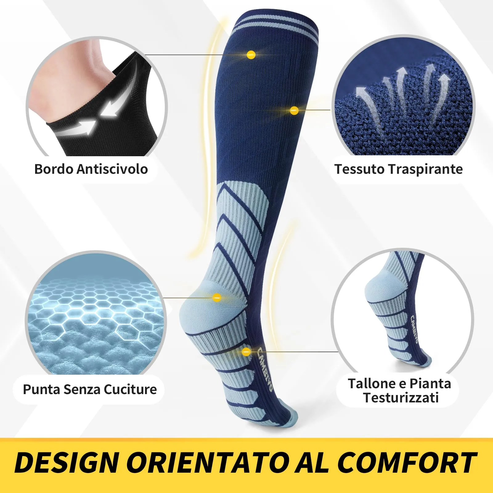 CAMBIVO Calze a Compressione Graduata 20-30mmHg per Donna e Uomo, 3 Paia - immagine 2