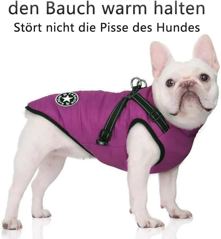 Voarge Giacca invernale per cani con imbracatura, impermeabile e riflettente, viola, 4XL - immagine 2