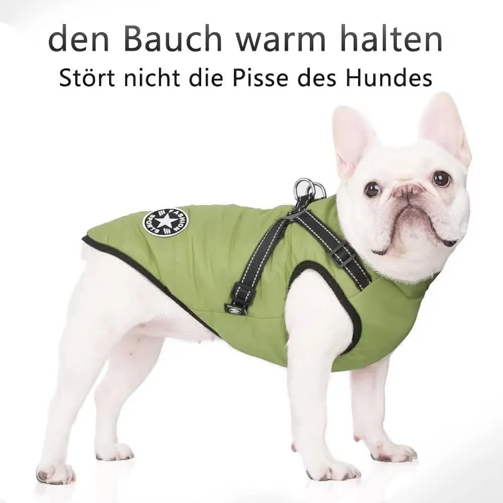Voarge Giacca Invernale Impermeabile per Cani con Pettorina e Strisce Riflettenti, Verde, 4X-Large - immagine 2