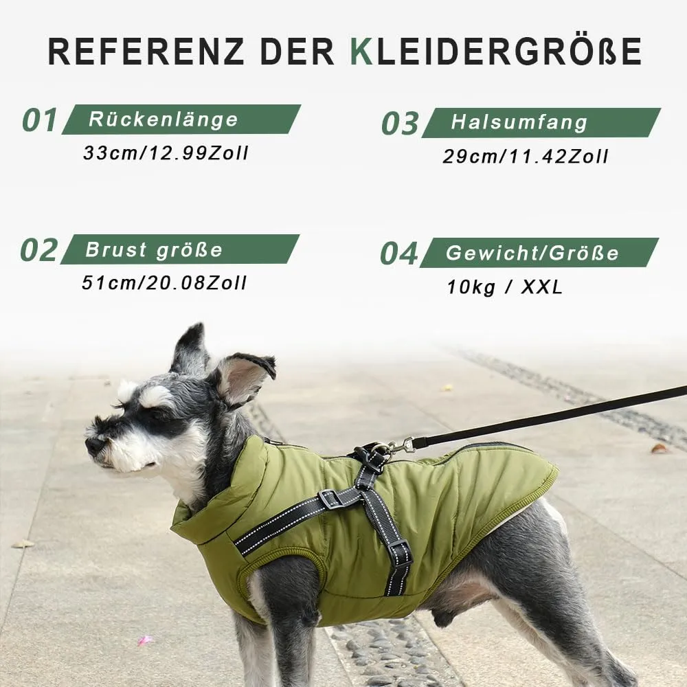 Voarge Giacca Invernale Impermeabile per Cani con Pettorina e Strisce Riflettenti, Verde, 4X-Large - immagine 6