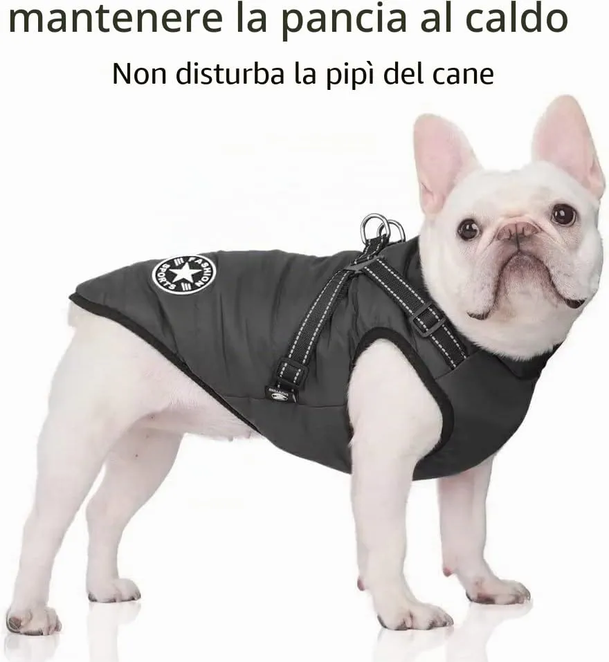 Voarge Giubbotto invernale per cani con pettorina, impermeabile e riflettente, Nero, 5XL - immagine 2
