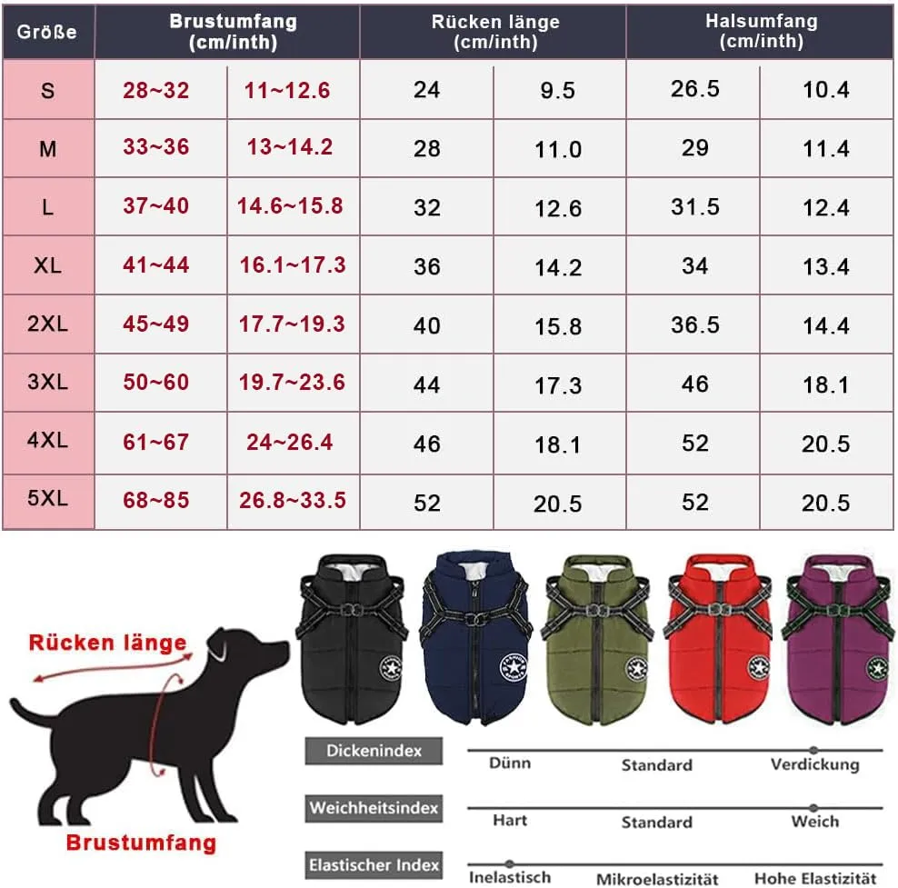 Voarge Giubbotto invernale per cani con pettorina, impermeabile e riflettente, Nero, 5XL - immagine 6