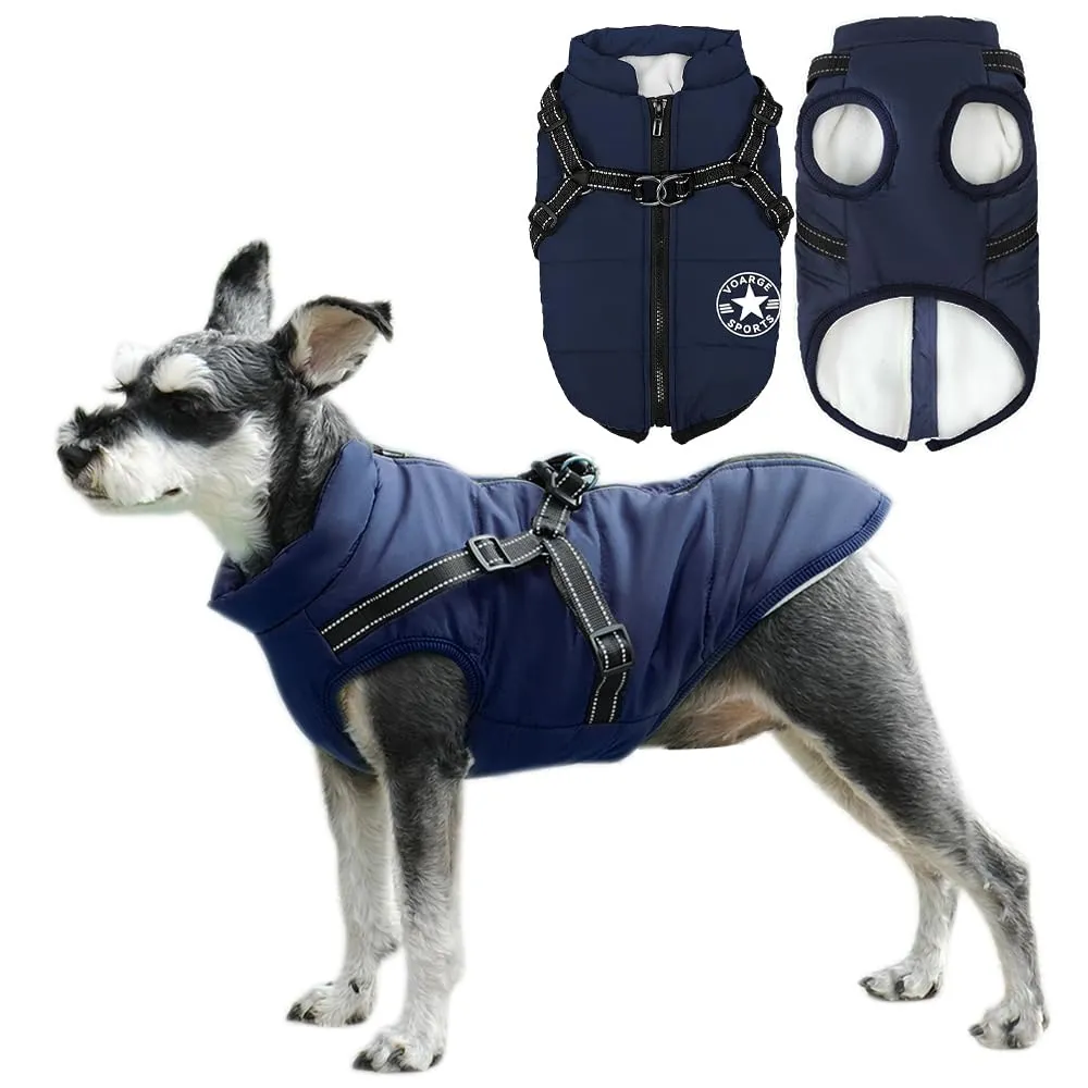 Voarge Giubbotto Invernale per Cani con Pettorina, Impermeabile e Riflettente, 3XL - immagine 1