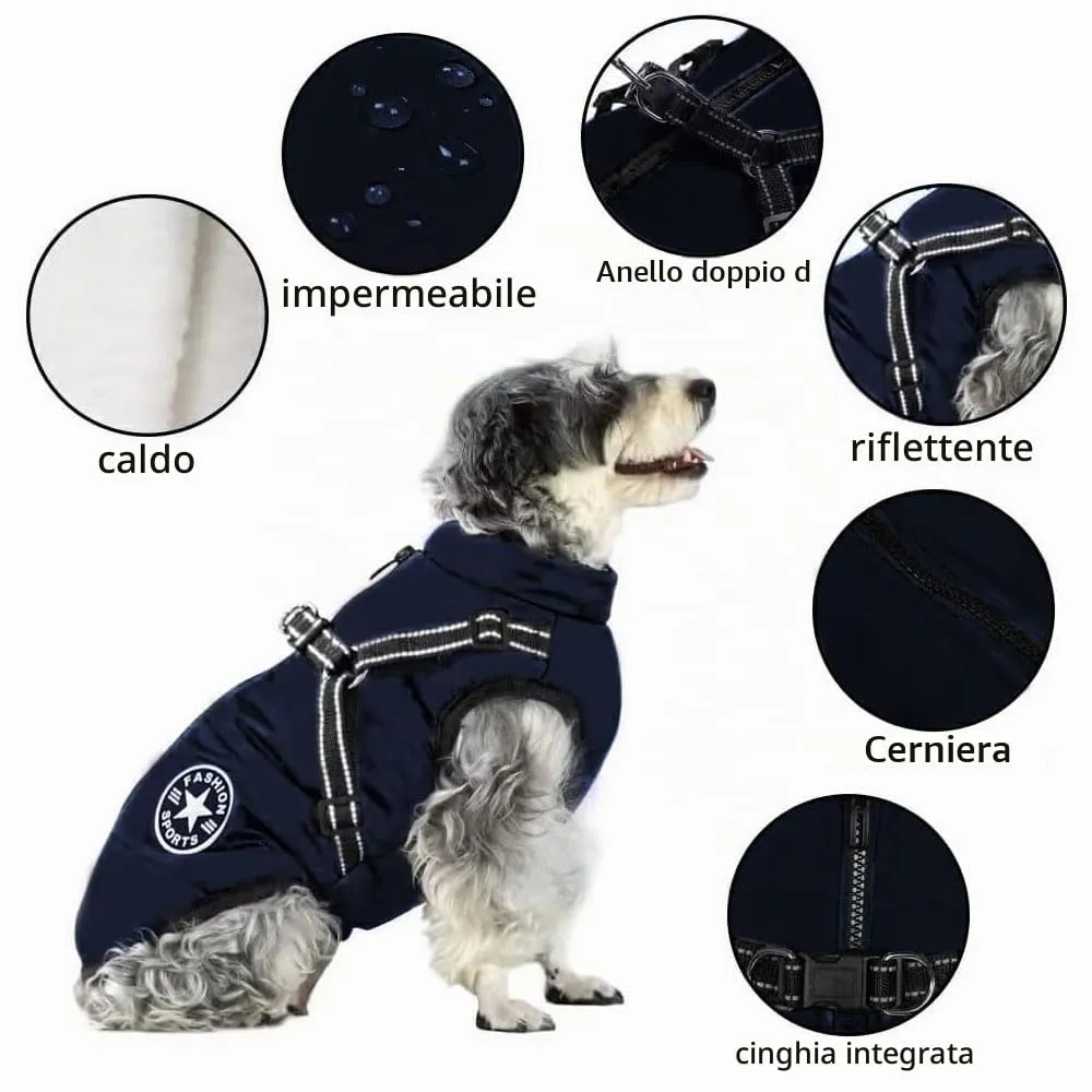 Voarge Giubbotto Invernale per Cani con Pettorina Impermeabile e Strisce Riflettenti, Small - immagine 3