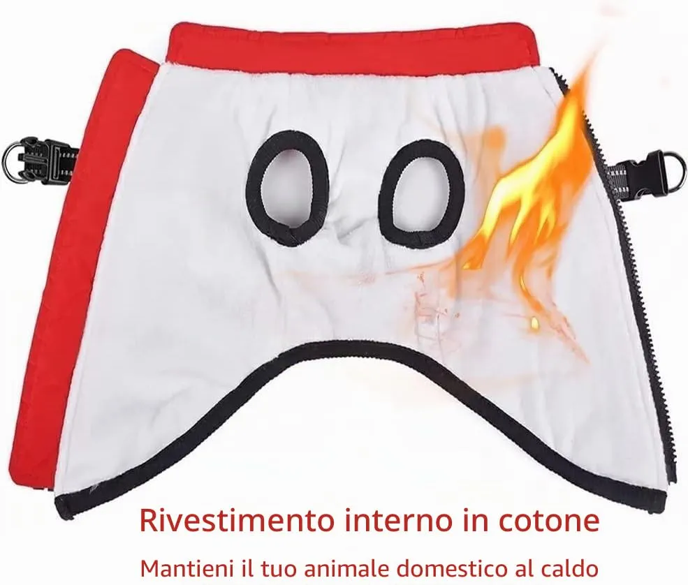 Voarge Giacca Gilet Invernale per Cani Impermeabile con Pettorina, Strisce Riflettenti e Anello a D, Taglia 5X-Large, Rosso - immagine 4