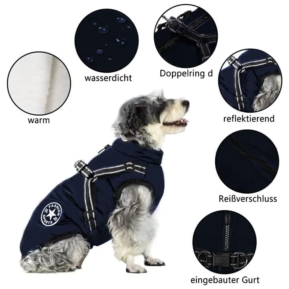 Voarge Giubbotto Invernale per Cani con Pettorina, Impermeabile e Riflettente, Taglia M - immagine 3