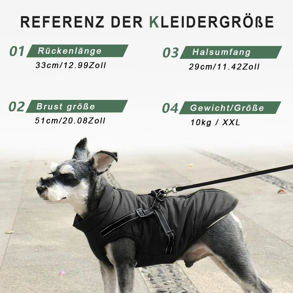 Voarge Giubbotto Invernale per Cani con Pettorina, Impermeabile e Riflettente, Nero, 4XL - immagine 2