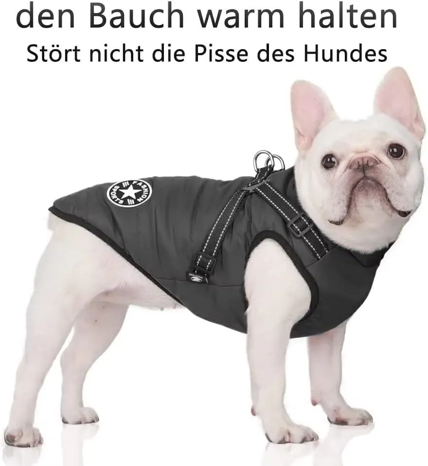 Voarge Giubbotto Invernale per Cani con Pettorina, Impermeabile e Riflettente, Nero, 4XL - immagine 3