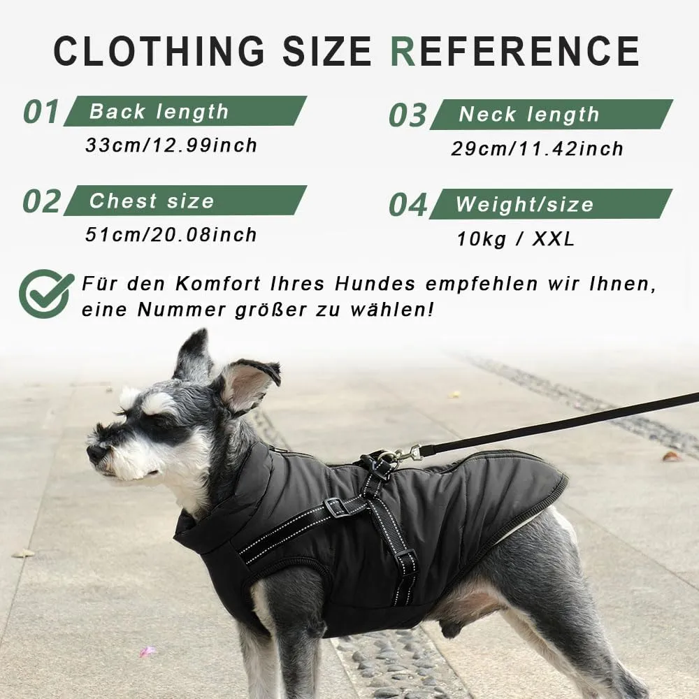 Voarge Giubbotto Invernale per Cani con Pettorina, Impermeabile e Riflettente, Nero, 4XL - immagine 7