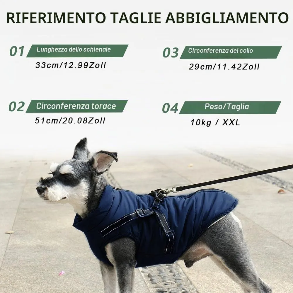 Voarge Giubbotto Invernale per Cani con Pettorina, Impermeabile e Riflettente, Taglia L - immagine 2