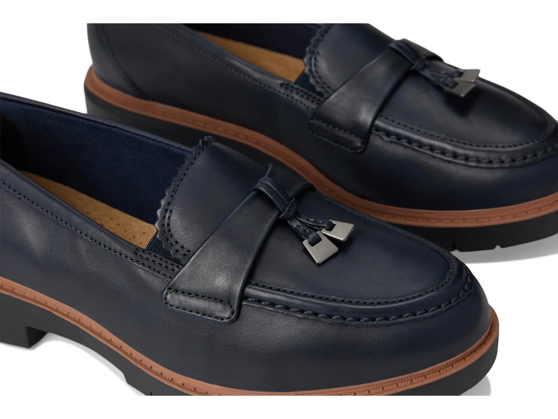 Clarks Westlynn Bella Mocassini da Donna in Pelle, Blu Navy, 38 EU - immagine 2