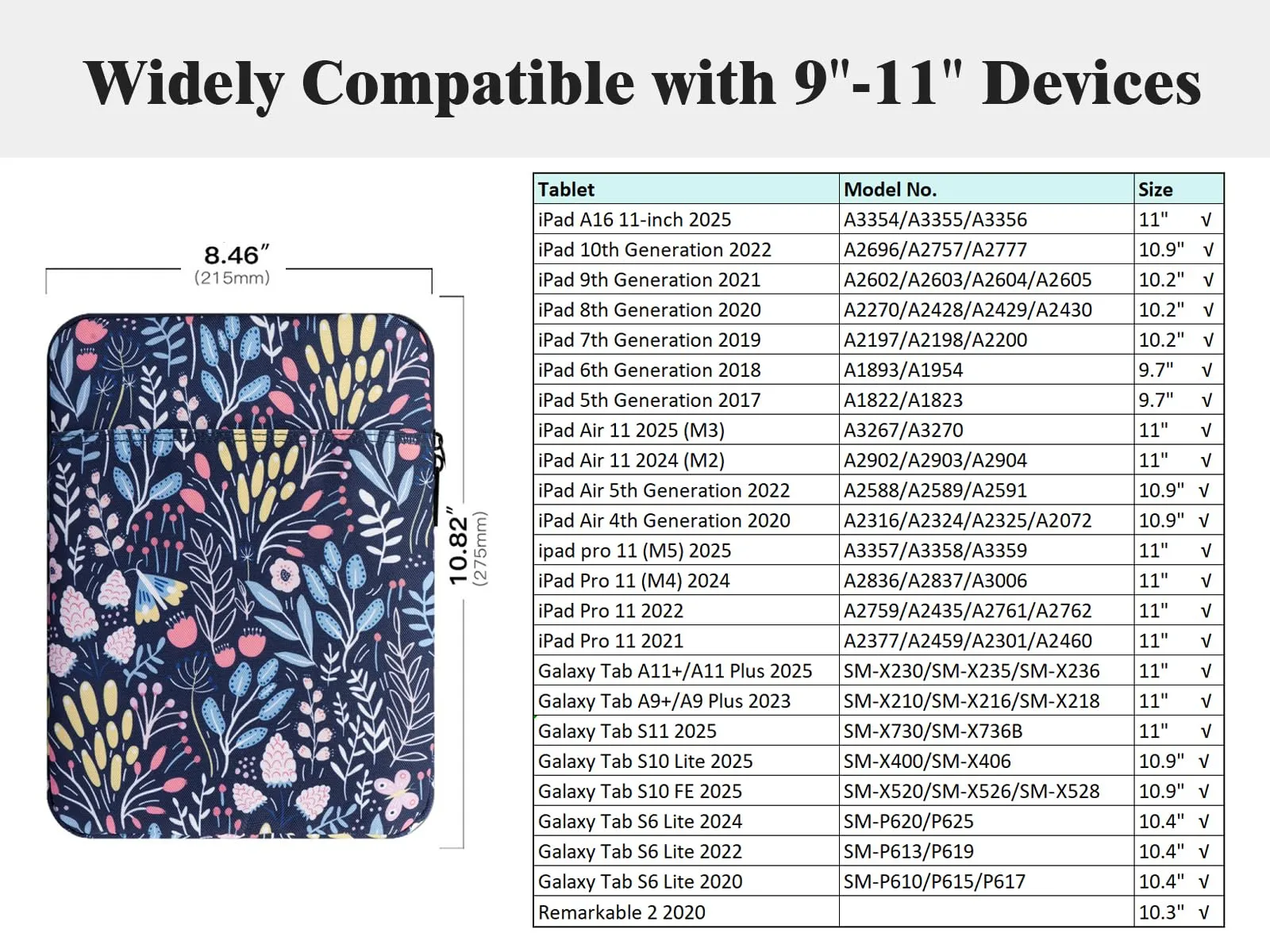 TiMOVO Custodia per Tablet 9-11", Fiore Colorato - immagine 2
