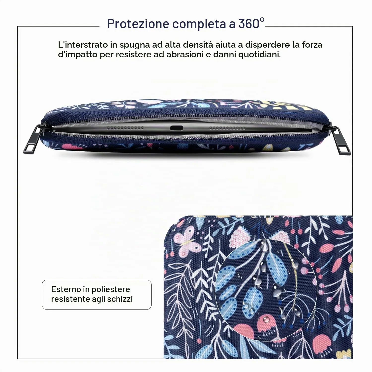 TiMOVO Custodia per Tablet 9-11", Fiore Colorato - immagine 5
