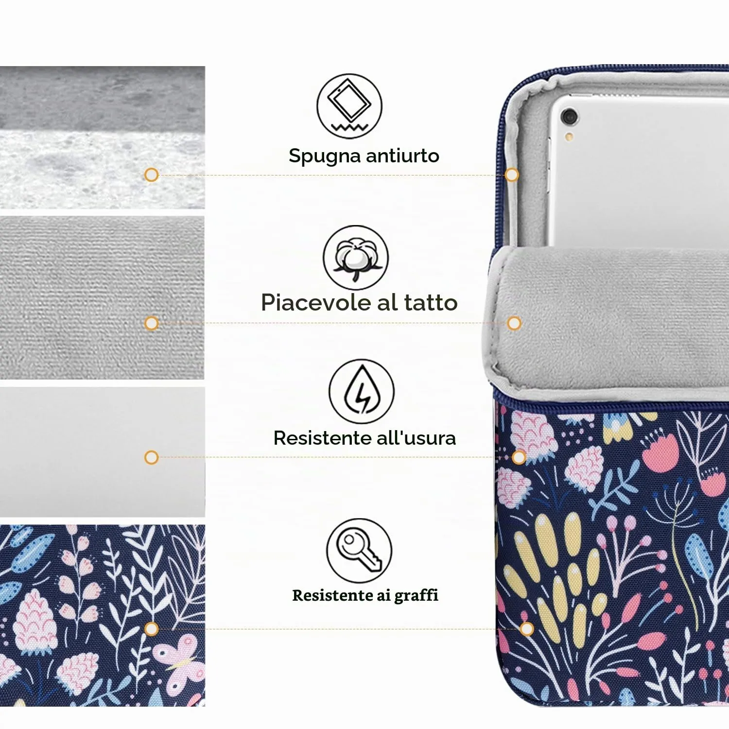 TiMOVO Custodia per Tablet 9-11", Fiore Colorato - immagine 7