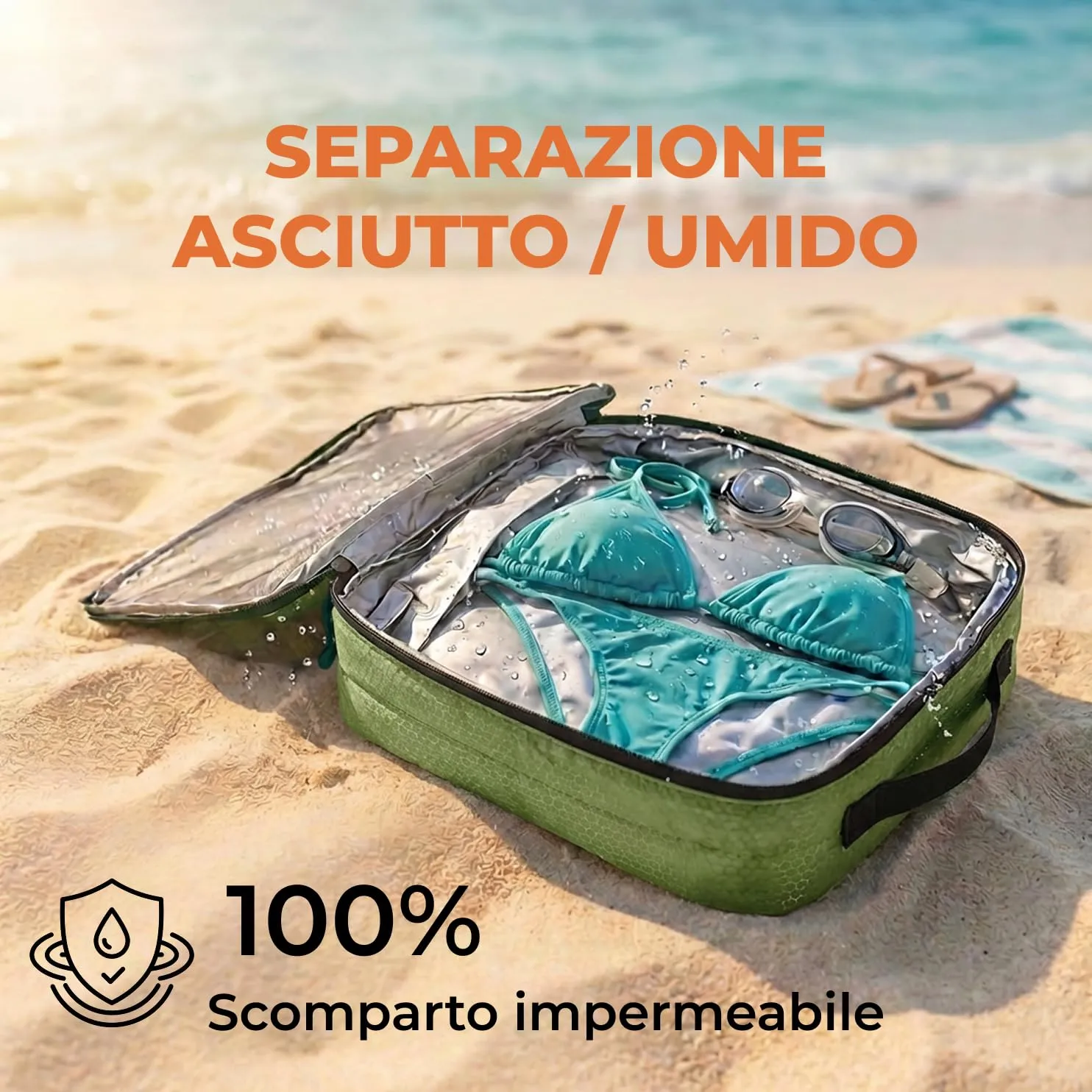 LOONARA Travel Sacchetti di compressione per valigie e zaini, Set 3 pezzi, Odissea D'oliva - Verde - immagine 4
