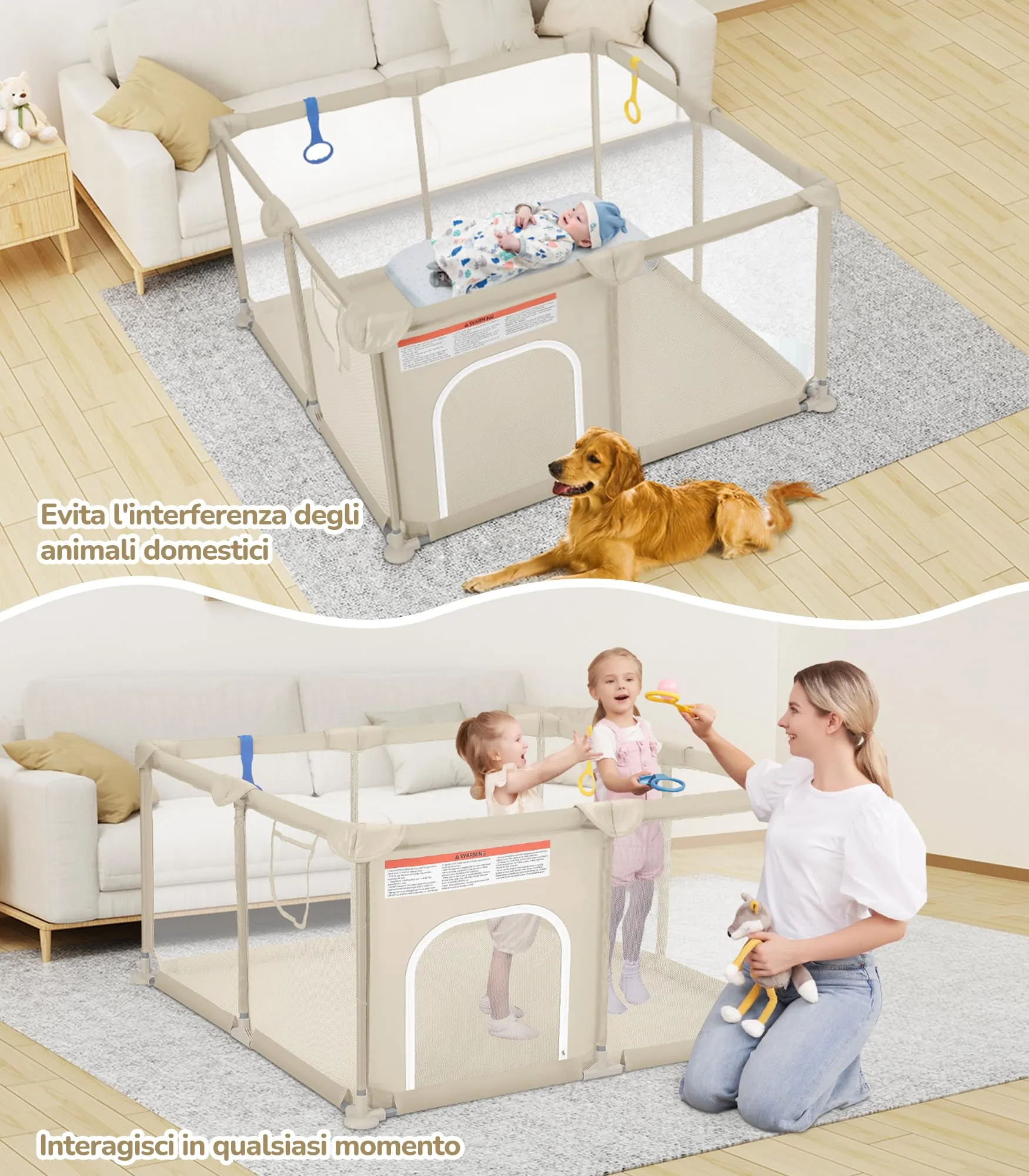 Dripex Box per Bambini Recinto Neonato - Small - Marrone - immagine 3