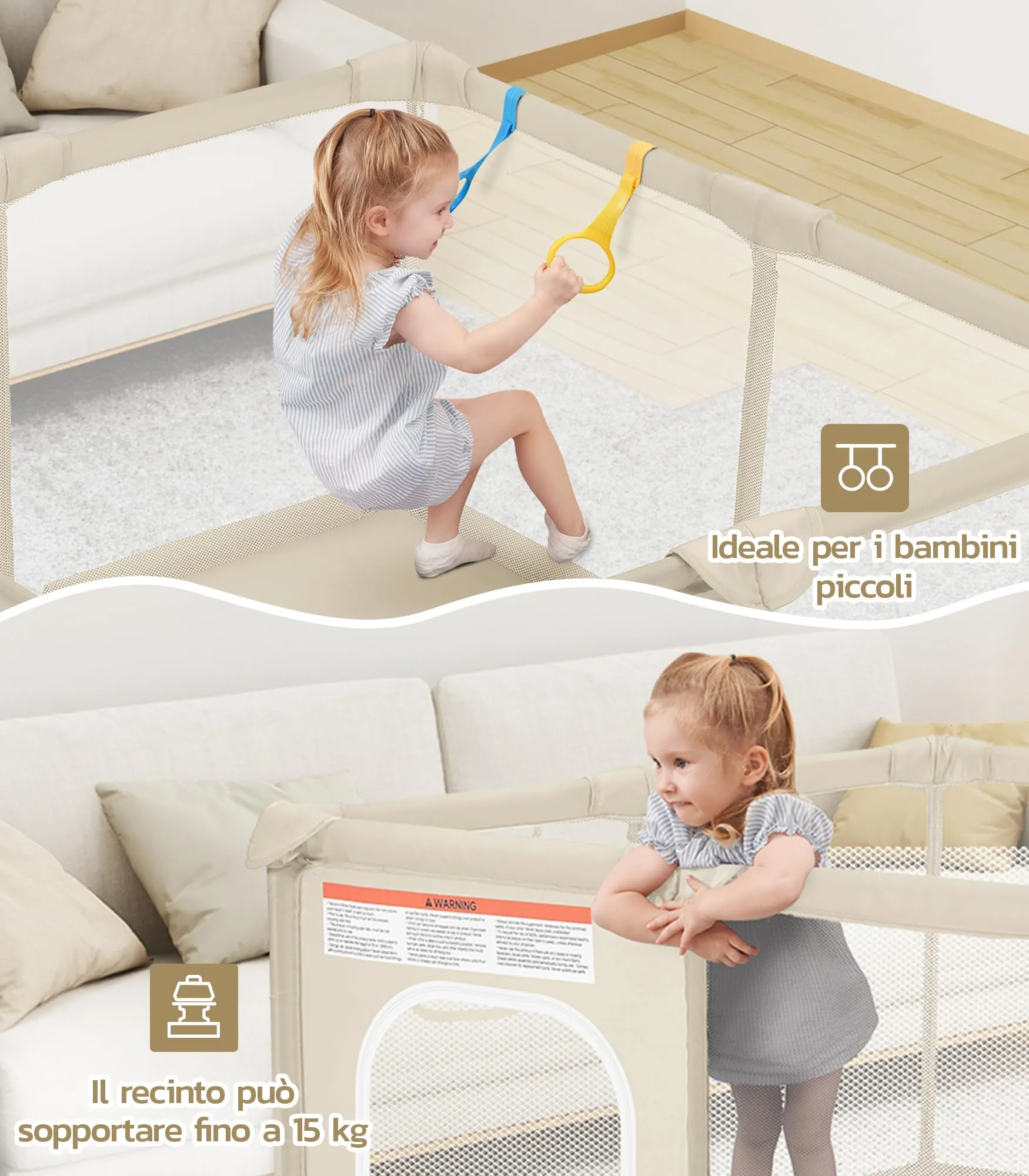 Dripex Box per Bambini Recinto Neonato - Small - Marrone - immagine 5