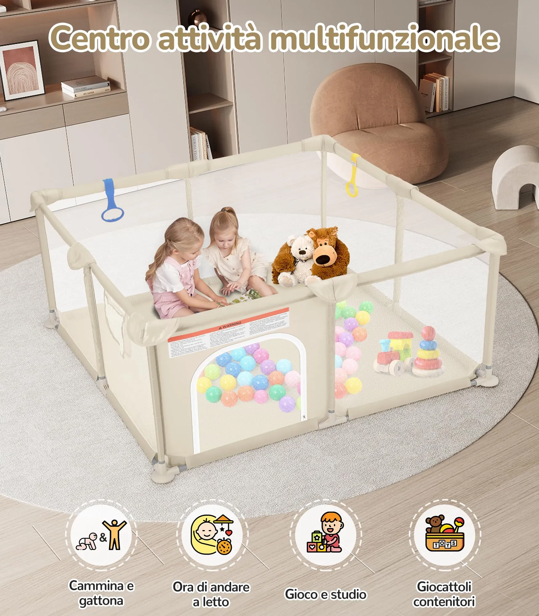 Dripex Box per Bambini Recinto Neonato - Small - Marrone - immagine 6