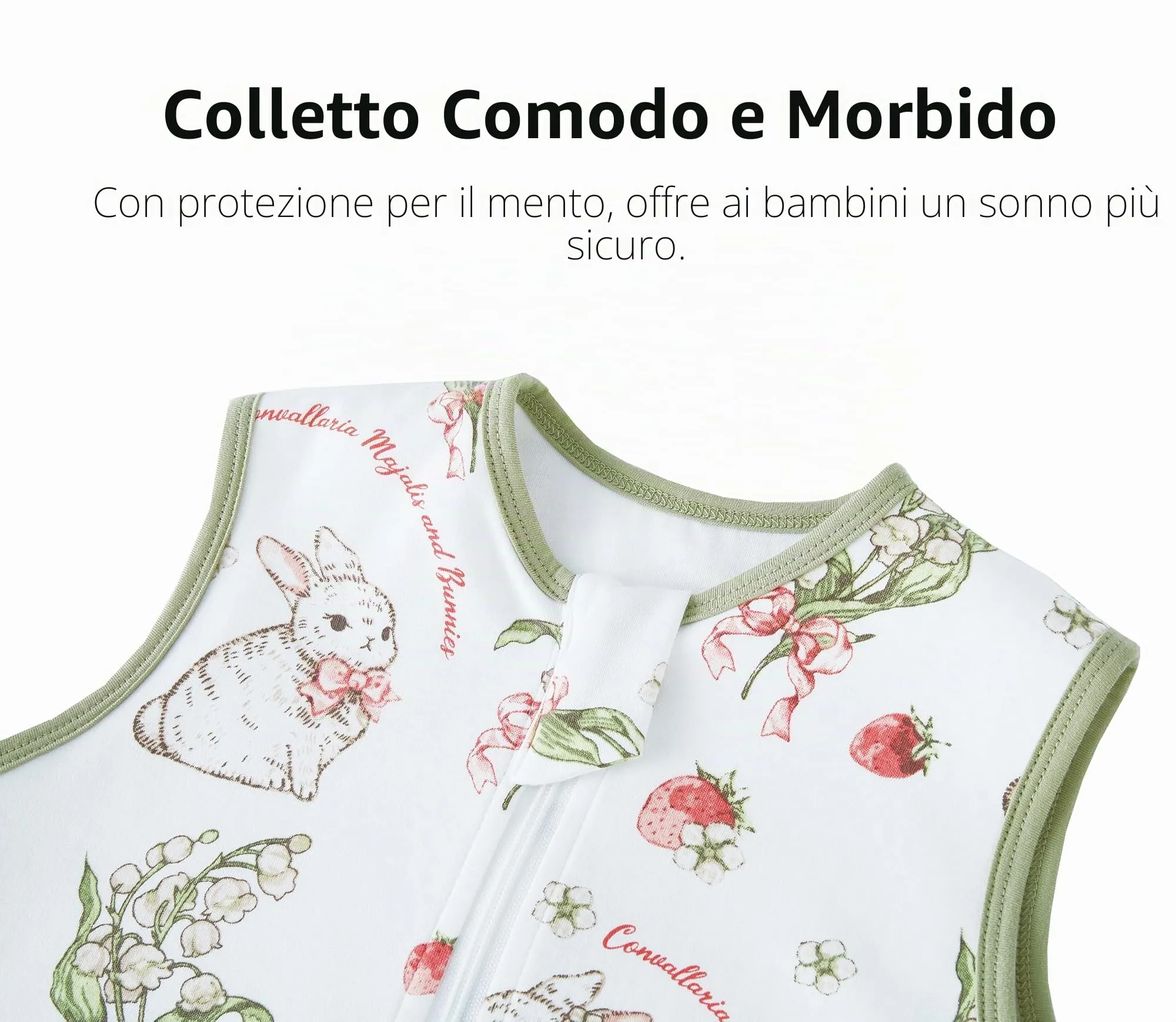 Chilsuessy Sacco nanna con gambe, 1,5 Tog, 100% cotone, fragola coniglio, 90 cm - immagine 3