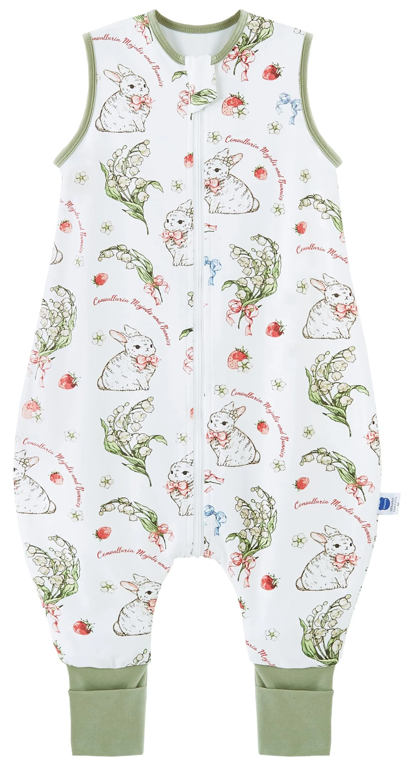 Chilsuessy Sacco nanna con gambe, 1.5 Tog, 100% cotone, 100 cm, coniglio fragola - immagine 1